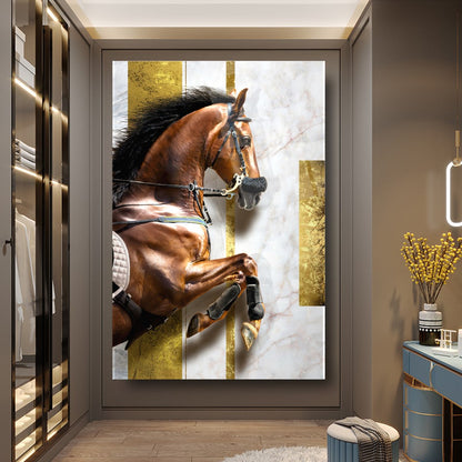 Cheval Hippique Tableau en Verre Trempé