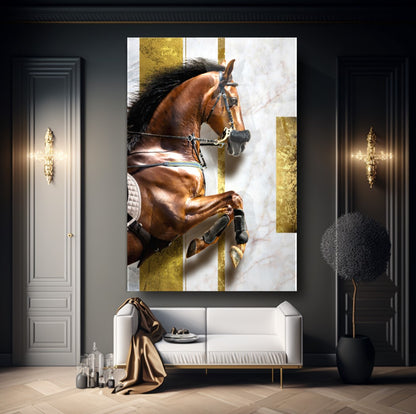 Cheval Hippique Tableau en Verre Trempé