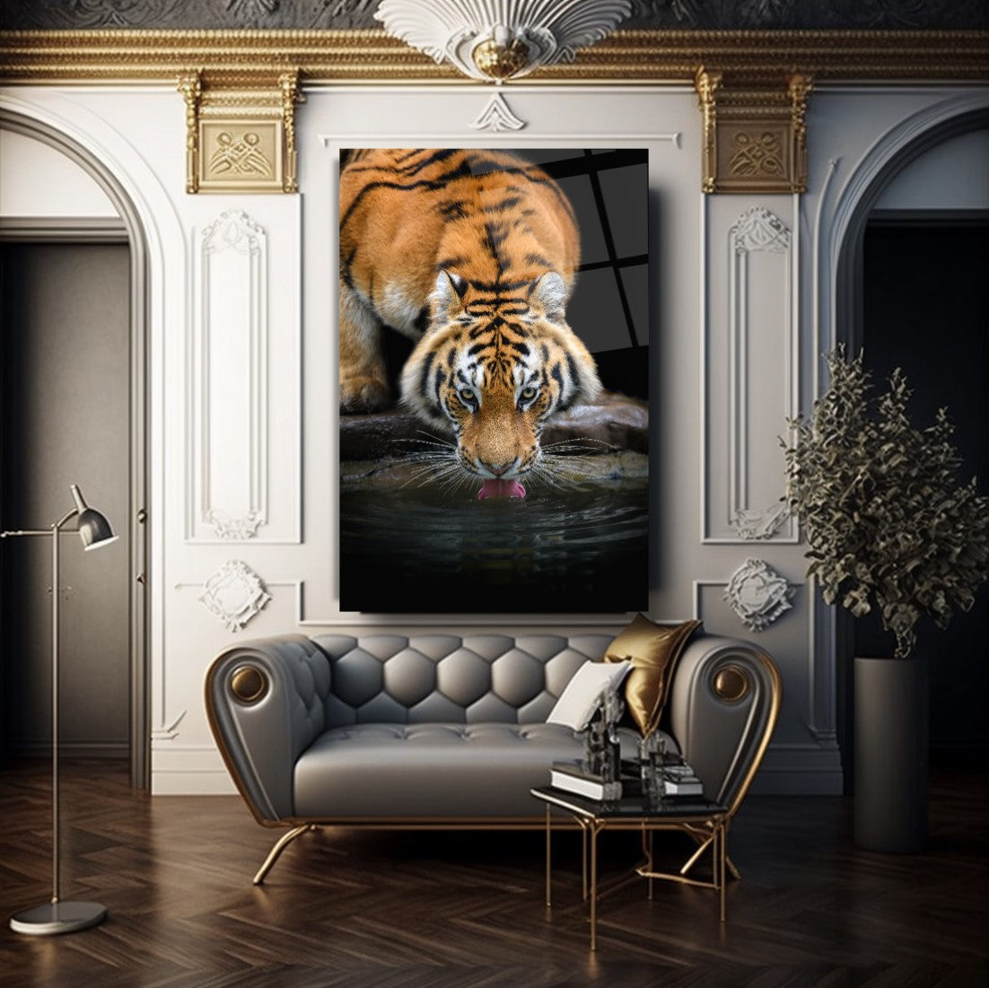 Tiger Tableau en Verre Trempé