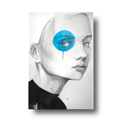 Girl with Blue Eye Glass Wall Art