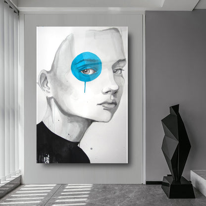 Girl with Blue Eye Glass Wall Art