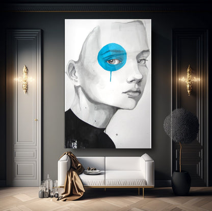 Girl with Blue Eye Glass Wall Art