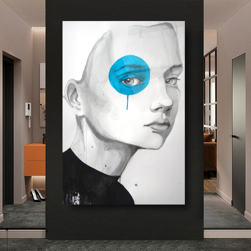 Girl with Blue Eye Glass Wall Art