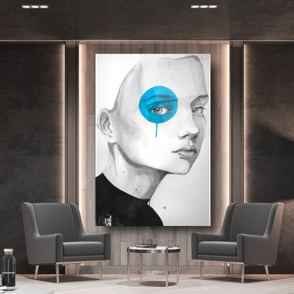 Girl with Blue Eye Glass Wall Art