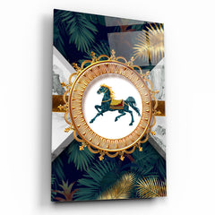 Horse and Palm Glass Wall Art