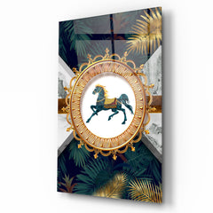 Horse and Palm Glass Wall Art