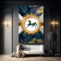 Horse and Palm Glass Wall Art