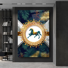 Horse and Palm Glass Wall Art
