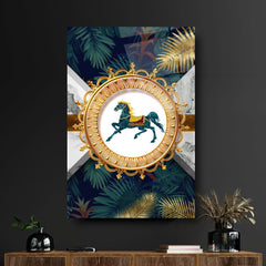 Horse and Palm Glass Wall Art