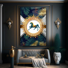 Horse and Palm Glass Wall Art