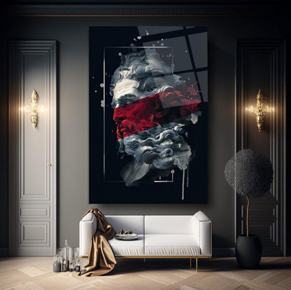 Male Statue Glass Wall Art
