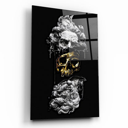 Male Skull Statue Glass Wall Art
