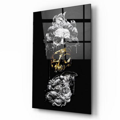 Male Skull Statue Glass Wall Art