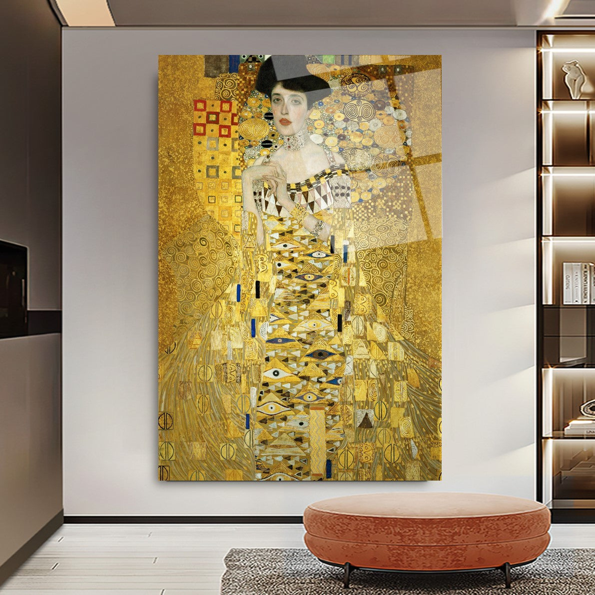 Oro Ispirato a Klimt Quadro in Vetro Temperato