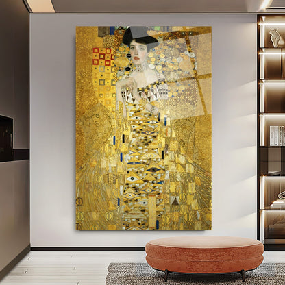 Oro Ispirato a Klimt Quadro in Vetro Temperato