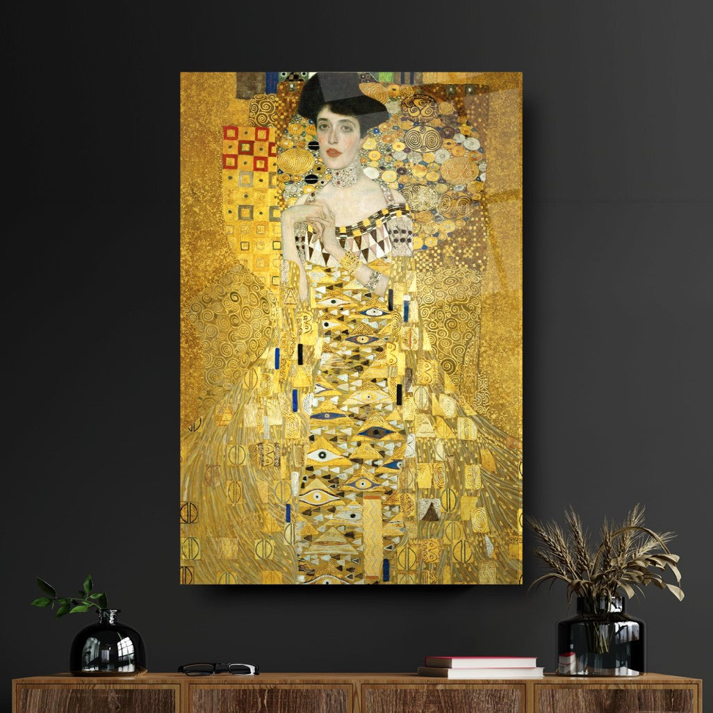 Oro Ispirato a Klimt Quadro in Vetro Temperato