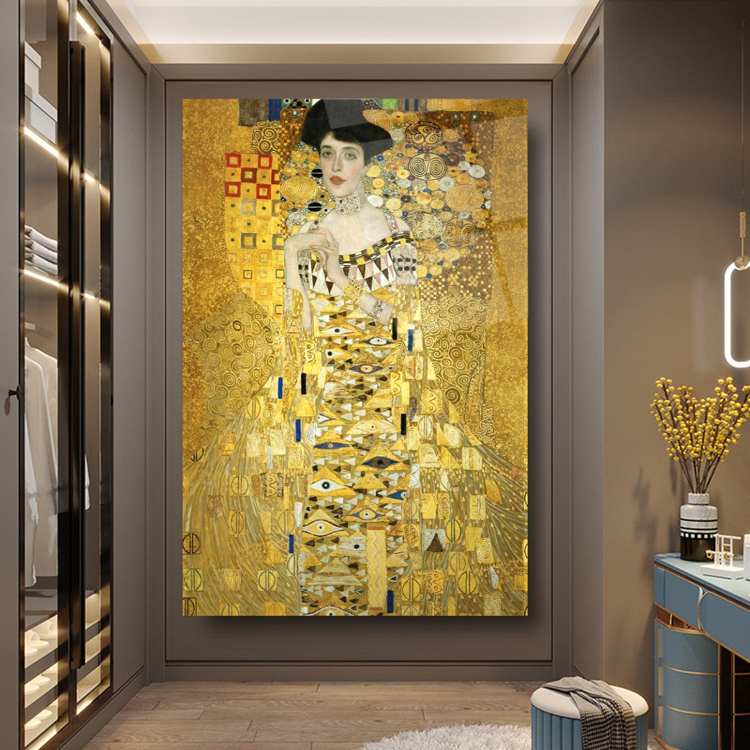 Oro Ispirato a Klimt Quadro in Vetro Temperato