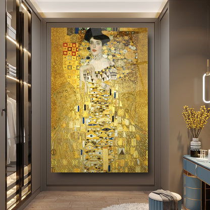 Oro Ispirato a Klimt Quadro in Vetro Temperato
