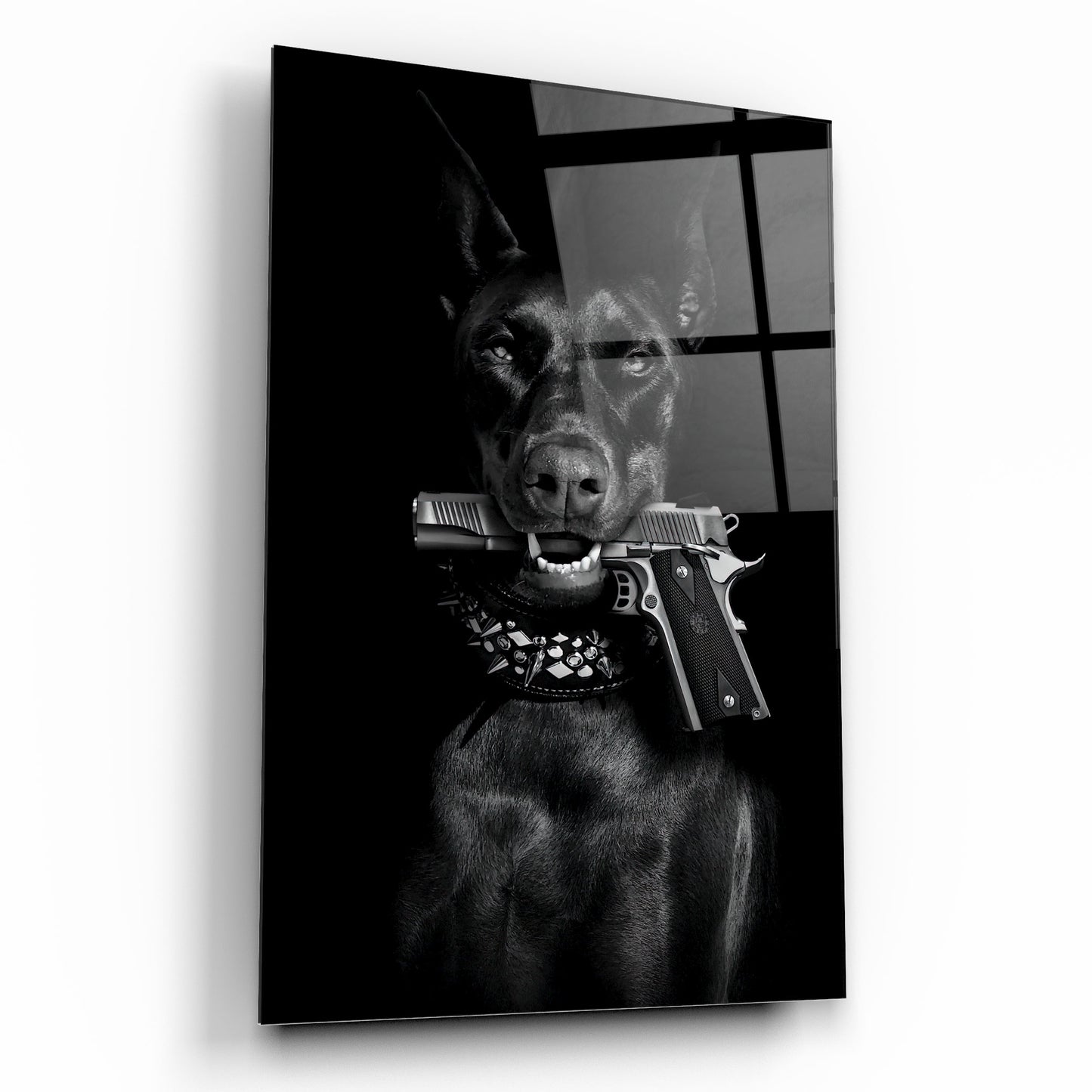 Doberman Tableau en Verre Trempé