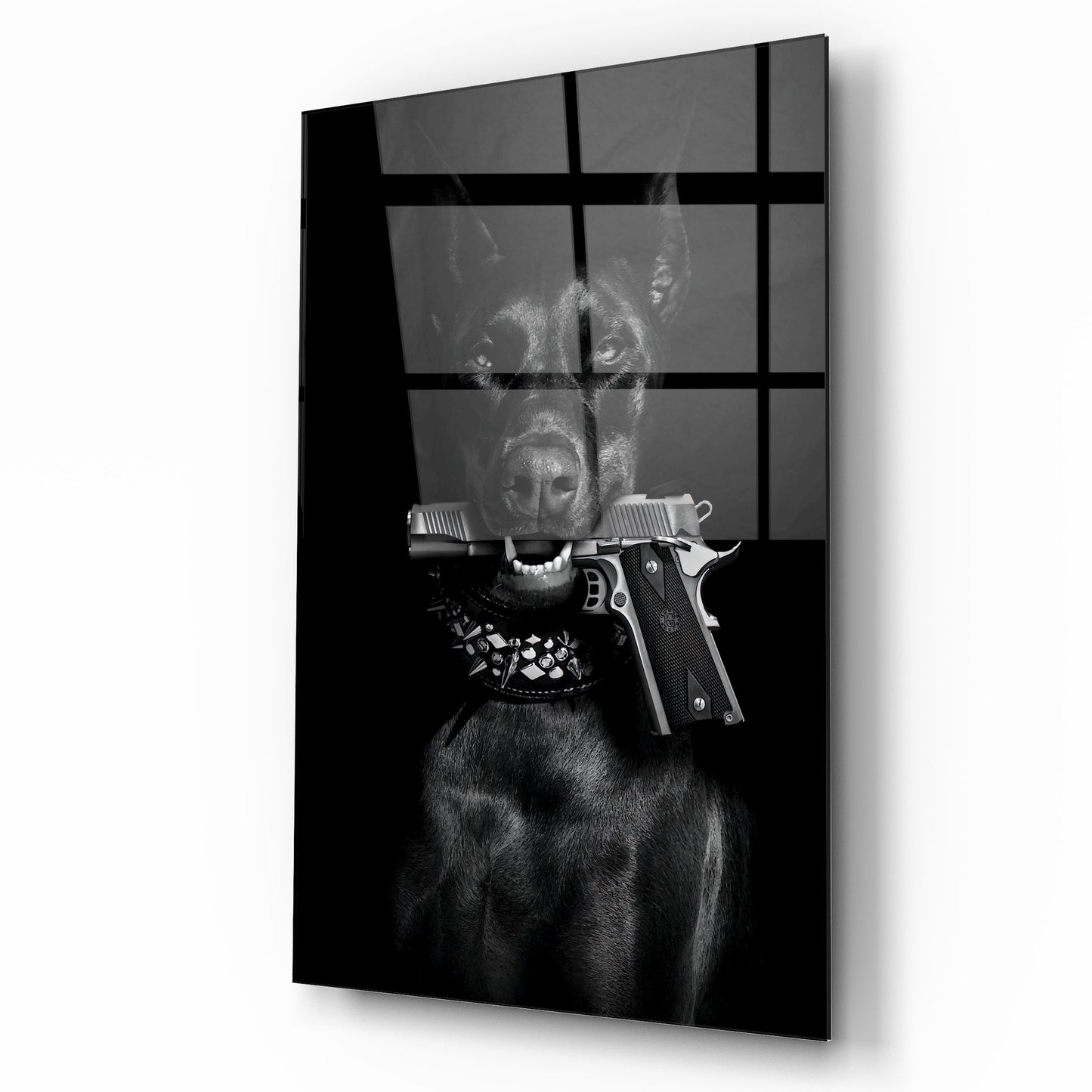 Doberman Tableau en Verre Trempé