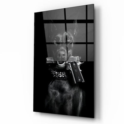 Doberman Tableau en Verre Trempé