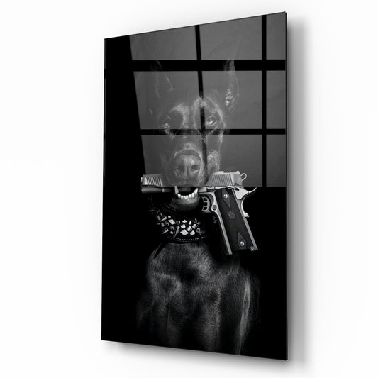 Doberman Tableau en Verre Trempé