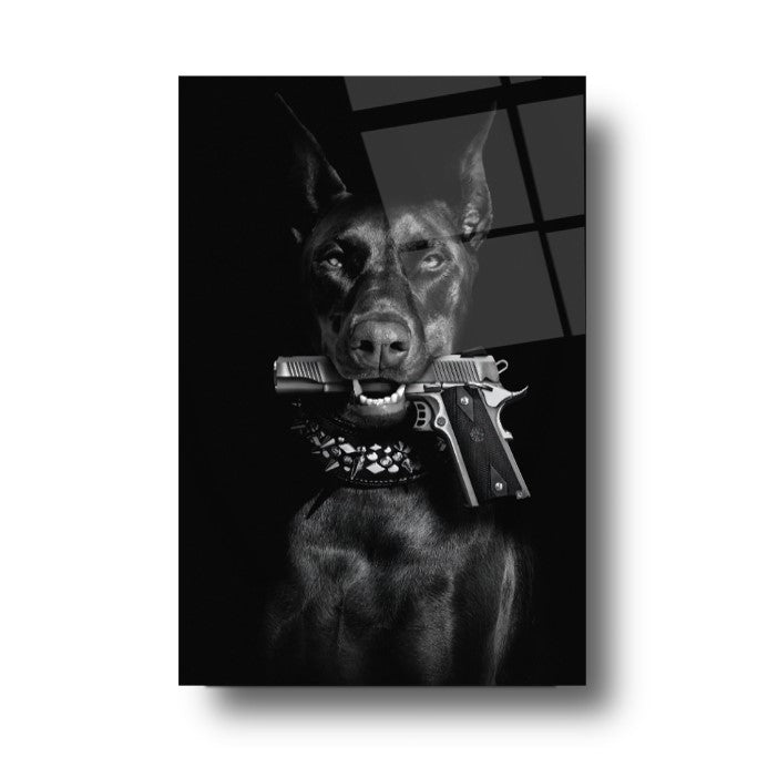 Doberman Tableau en Verre Trempé