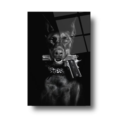 Doberman Tableau en Verre Trempé