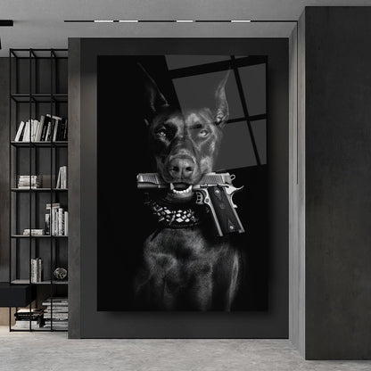 Doberman Tableau en Verre Trempé