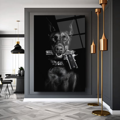 Doberman Tableau en Verre Trempé
