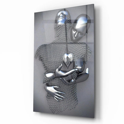 Couple Embrace Glass Wall Art - LUXARTDECO