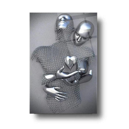 Couple Embrace Glass Wall Art - LUXARTDECO