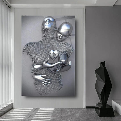 Couple Embrace Glass Wall Art - LUXARTDECO