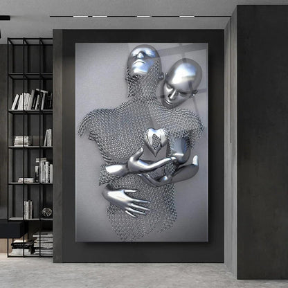 Couple Embrace Glass Wall Art - LUXARTDECO