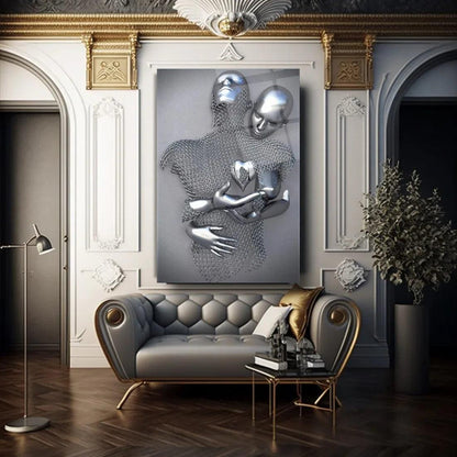 Couple Embrace Glass Wall Art - LUXARTDECO