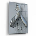 Metal Hands Glass Wall Art - LUXARTDECO