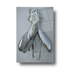 Metal Hands Glass Wall Art - LUXARTDECO