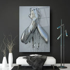 Metal Hands Glass Wall Art - LUXARTDECO