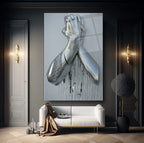 Metal Hands Glass Wall Art - LUXARTDECO