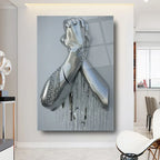 Metal Hands Glass Wall Art - LUXARTDECO