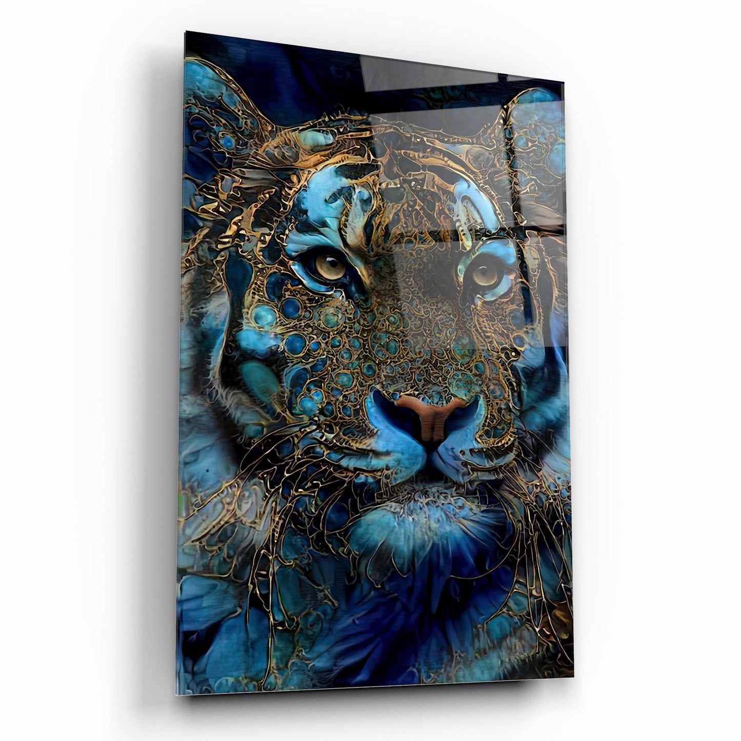 Tigre Bleu Tableau en Verre Trempé