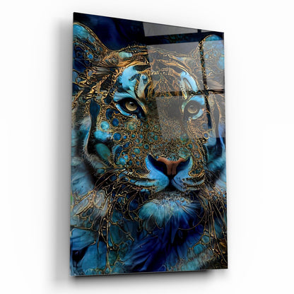 Tigre Bleu Tableau en Verre Trempé