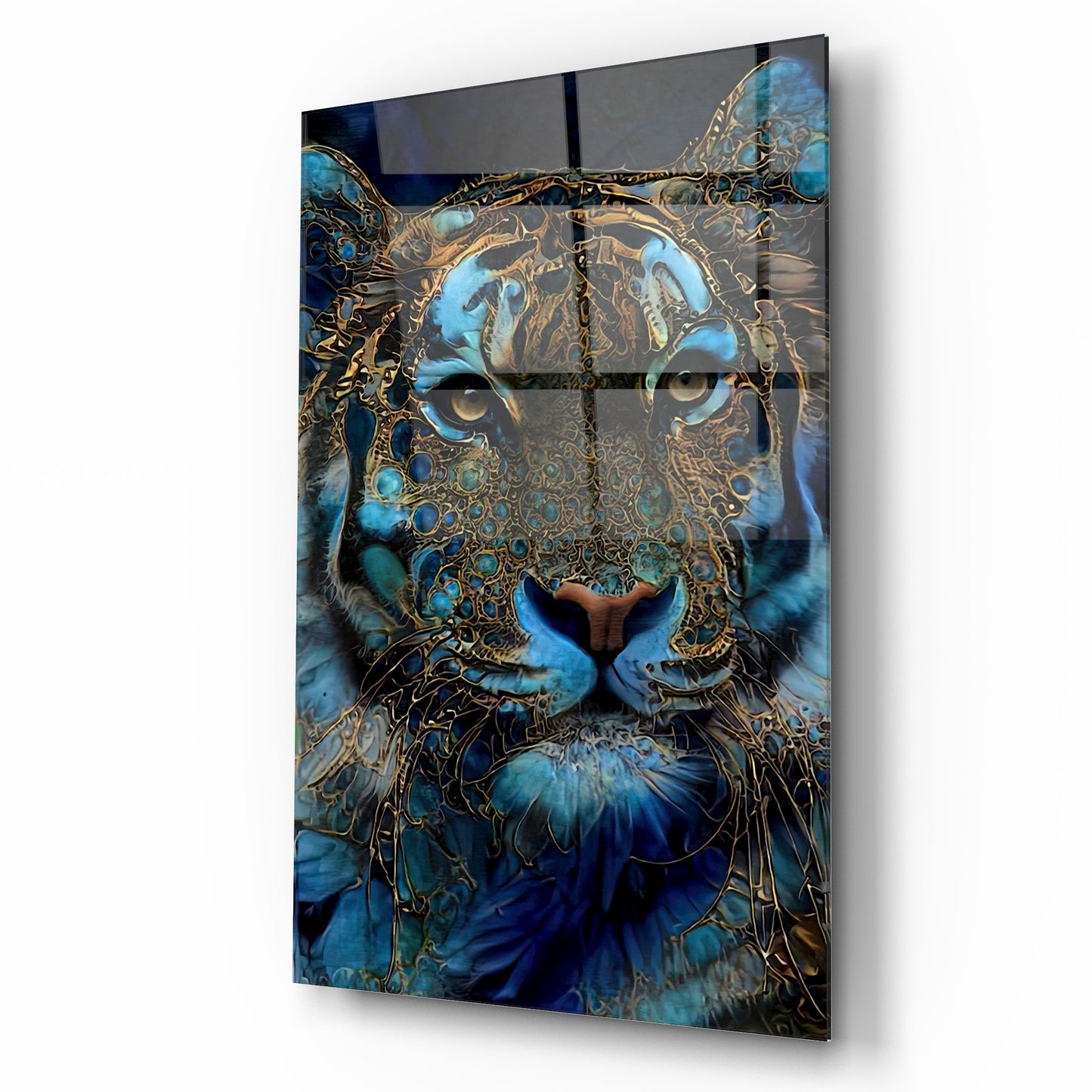 Tigre Bleu Tableau en Verre Trempé