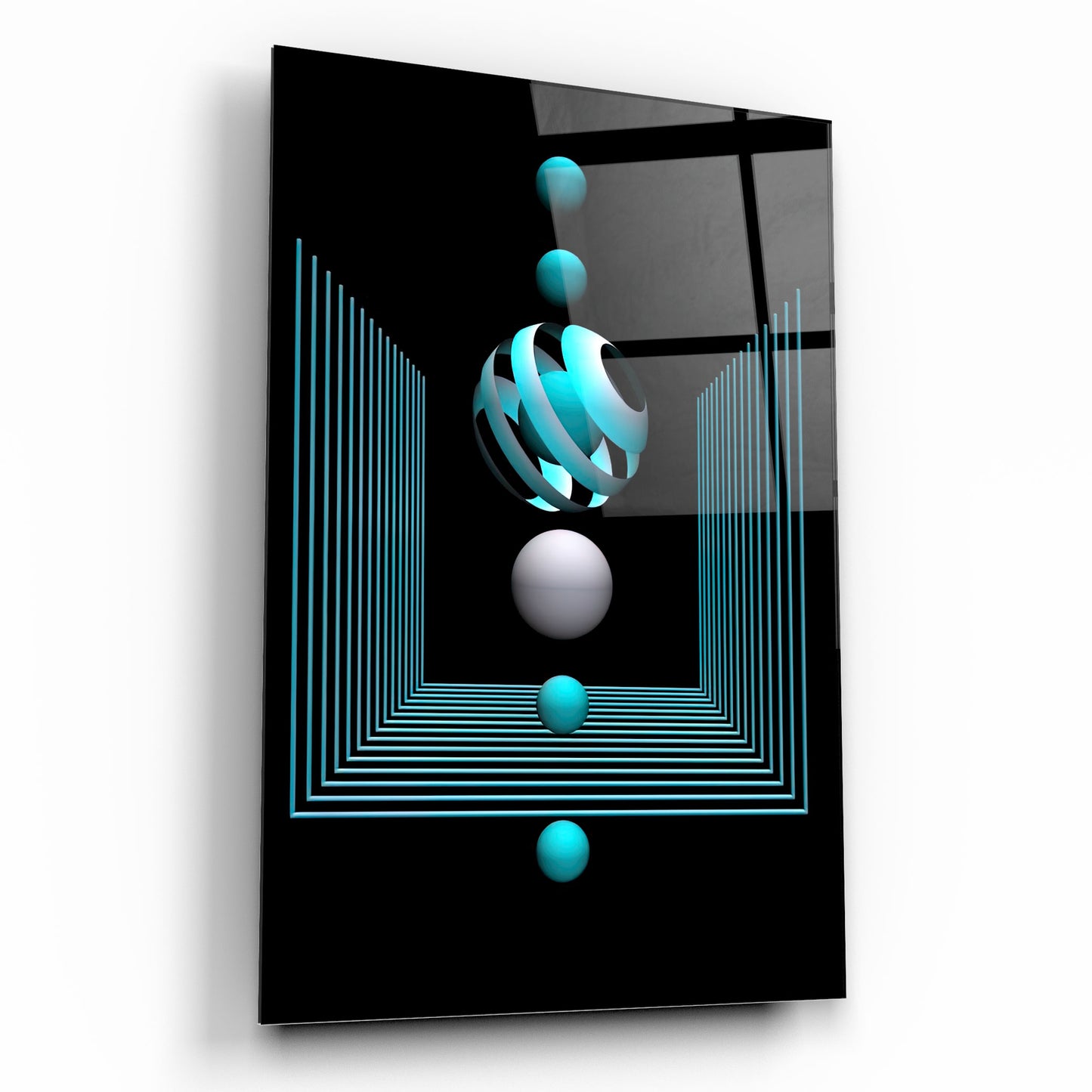 Cerchi Blu Quadro in Vetro Temperato