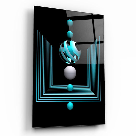 Cerchi Blu Quadro in Vetro Temperato