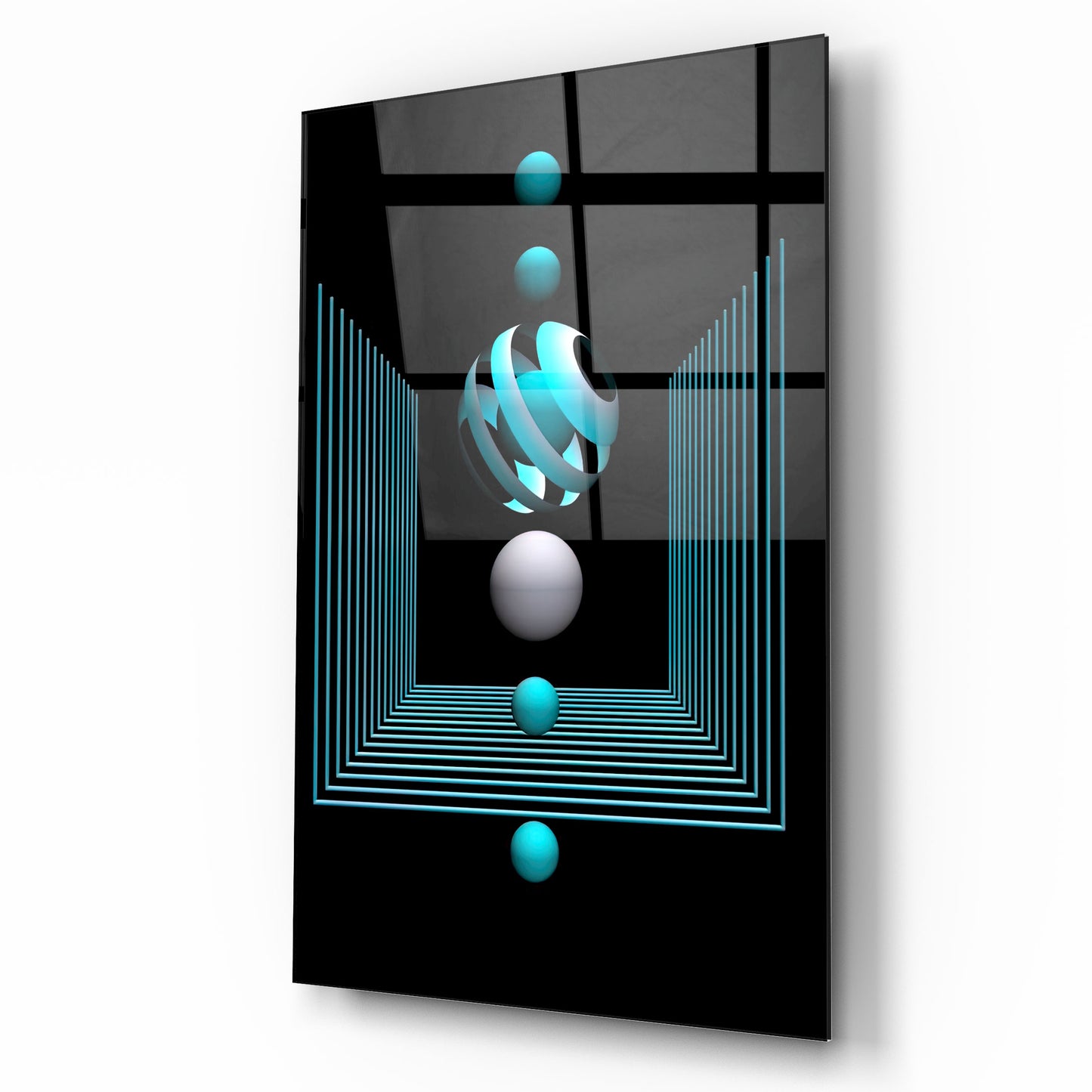 Cerchi Blu Quadro in Vetro Temperato