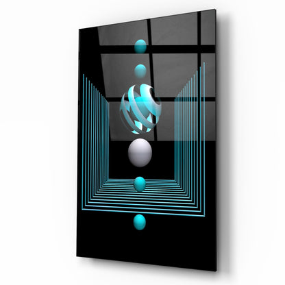 Cerchi Blu Quadro in Vetro Temperato