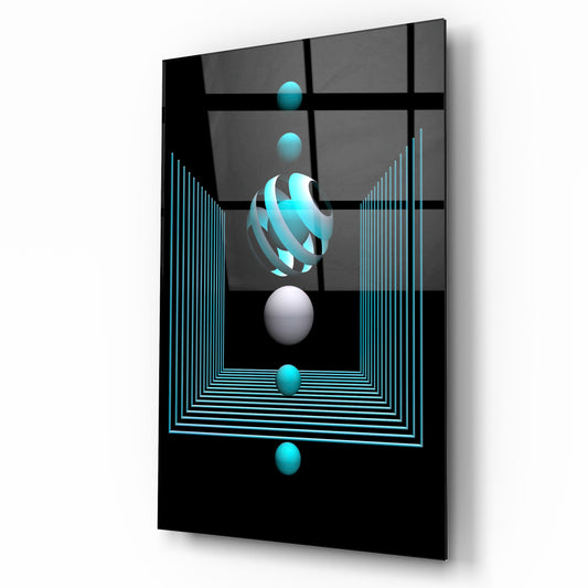 Cerchi Blu Quadro in Vetro Temperato