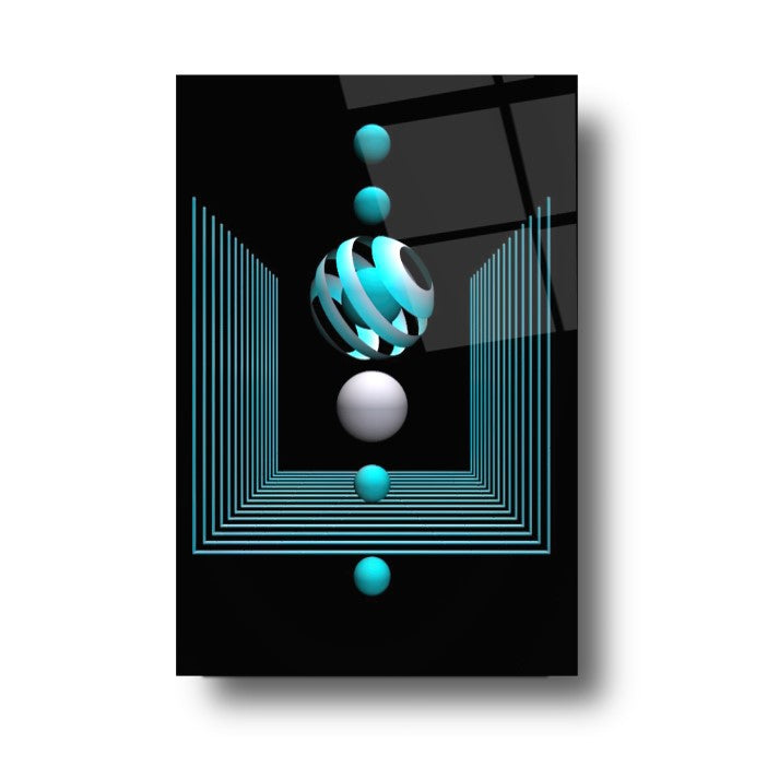 Cerchi Blu Quadro in Vetro Temperato
