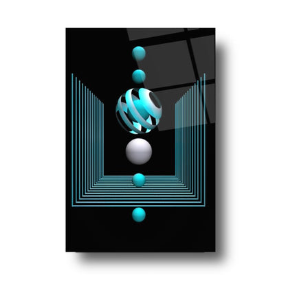Cerchi Blu Quadro in Vetro Temperato